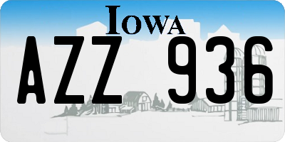 IA license plate AZZ936