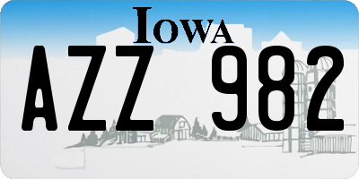 IA license plate AZZ982