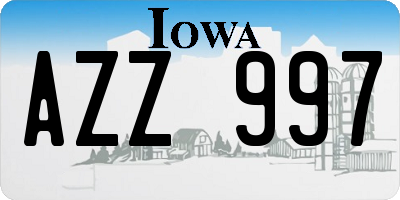 IA license plate AZZ997