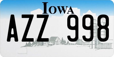 IA license plate AZZ998