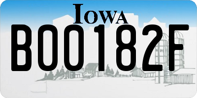 IA license plate B00182F