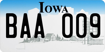 IA license plate BAA009