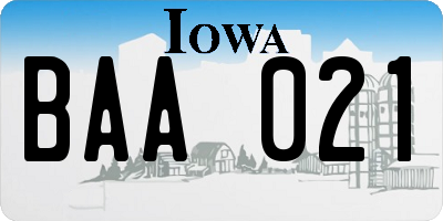IA license plate BAA021