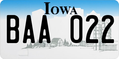 IA license plate BAA022