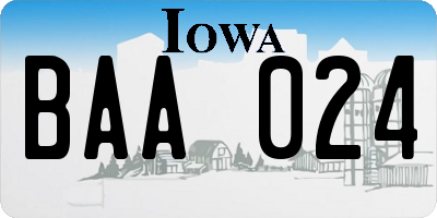 IA license plate BAA024