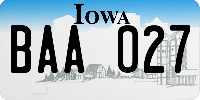 IA license plate BAA027