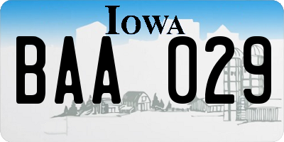 IA license plate BAA029
