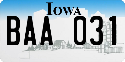 IA license plate BAA031