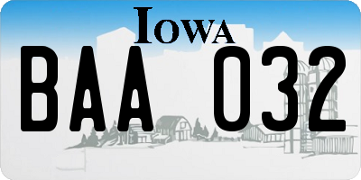 IA license plate BAA032