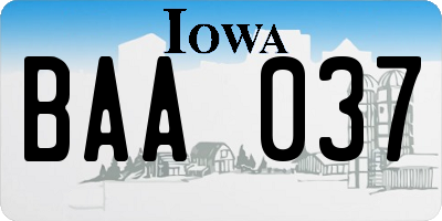 IA license plate BAA037