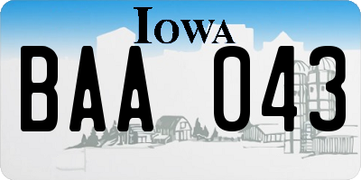 IA license plate BAA043