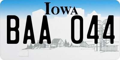 IA license plate BAA044