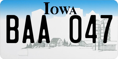 IA license plate BAA047