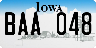 IA license plate BAA048