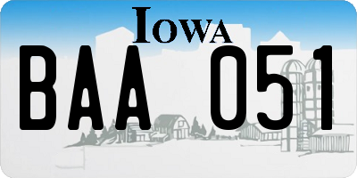 IA license plate BAA051