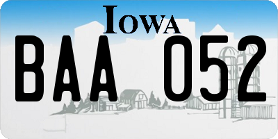 IA license plate BAA052