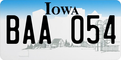 IA license plate BAA054