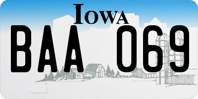 IA license plate BAA069