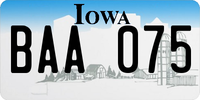 IA license plate BAA075