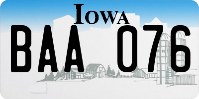 IA license plate BAA076