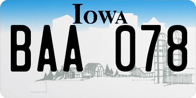 IA license plate BAA078