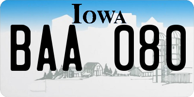 IA license plate BAA080