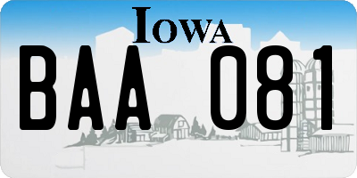 IA license plate BAA081