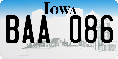 IA license plate BAA086