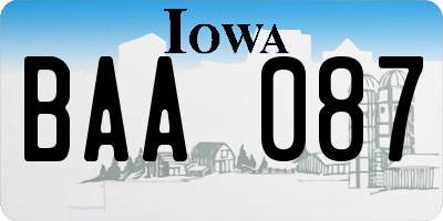 IA license plate BAA087
