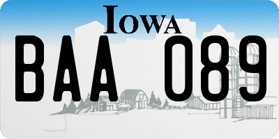 IA license plate BAA089