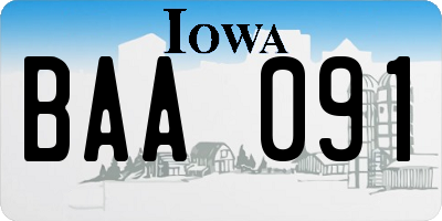 IA license plate BAA091
