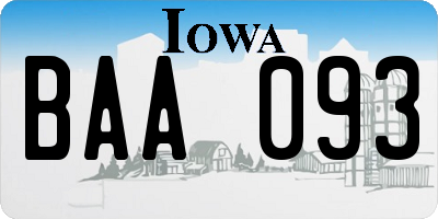 IA license plate BAA093