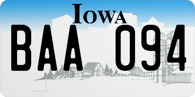 IA license plate BAA094
