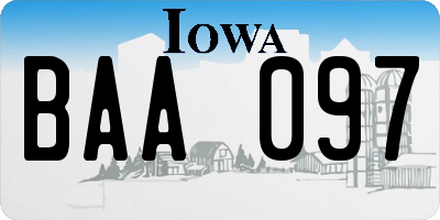 IA license plate BAA097