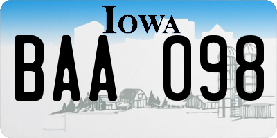 IA license plate BAA098