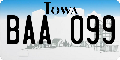 IA license plate BAA099