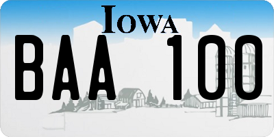 IA license plate BAA100