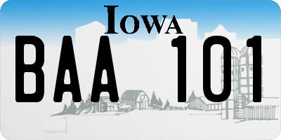 IA license plate BAA101