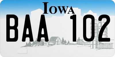 IA license plate BAA102