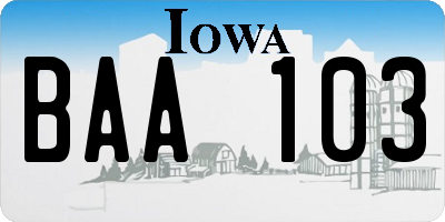 IA license plate BAA103