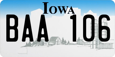 IA license plate BAA106
