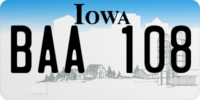 IA license plate BAA108
