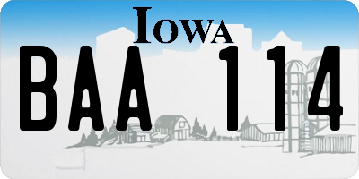 IA license plate BAA114
