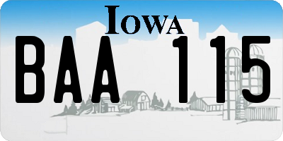 IA license plate BAA115