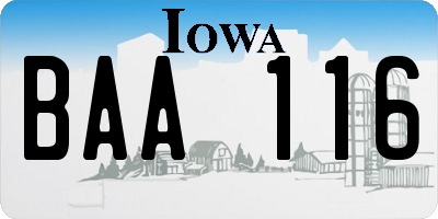 IA license plate BAA116
