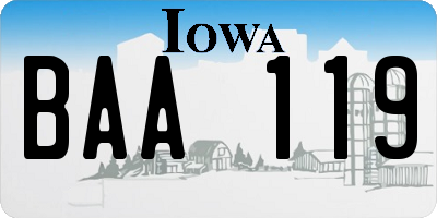IA license plate BAA119