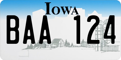 IA license plate BAA124