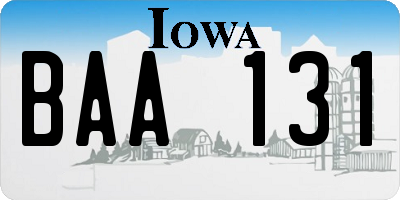 IA license plate BAA131