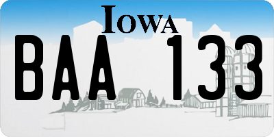 IA license plate BAA133