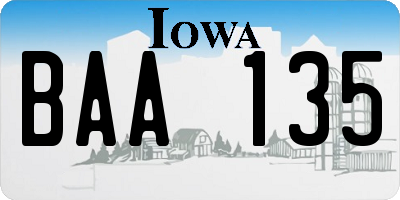 IA license plate BAA135